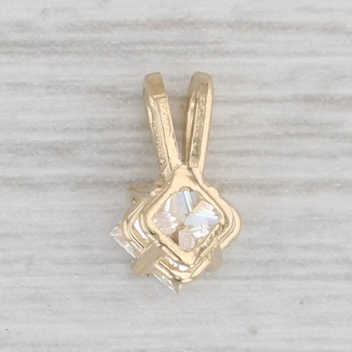 Light Gray New 0.40ct Princess Diamond Pendant 14k Yellow Gold Small Drop