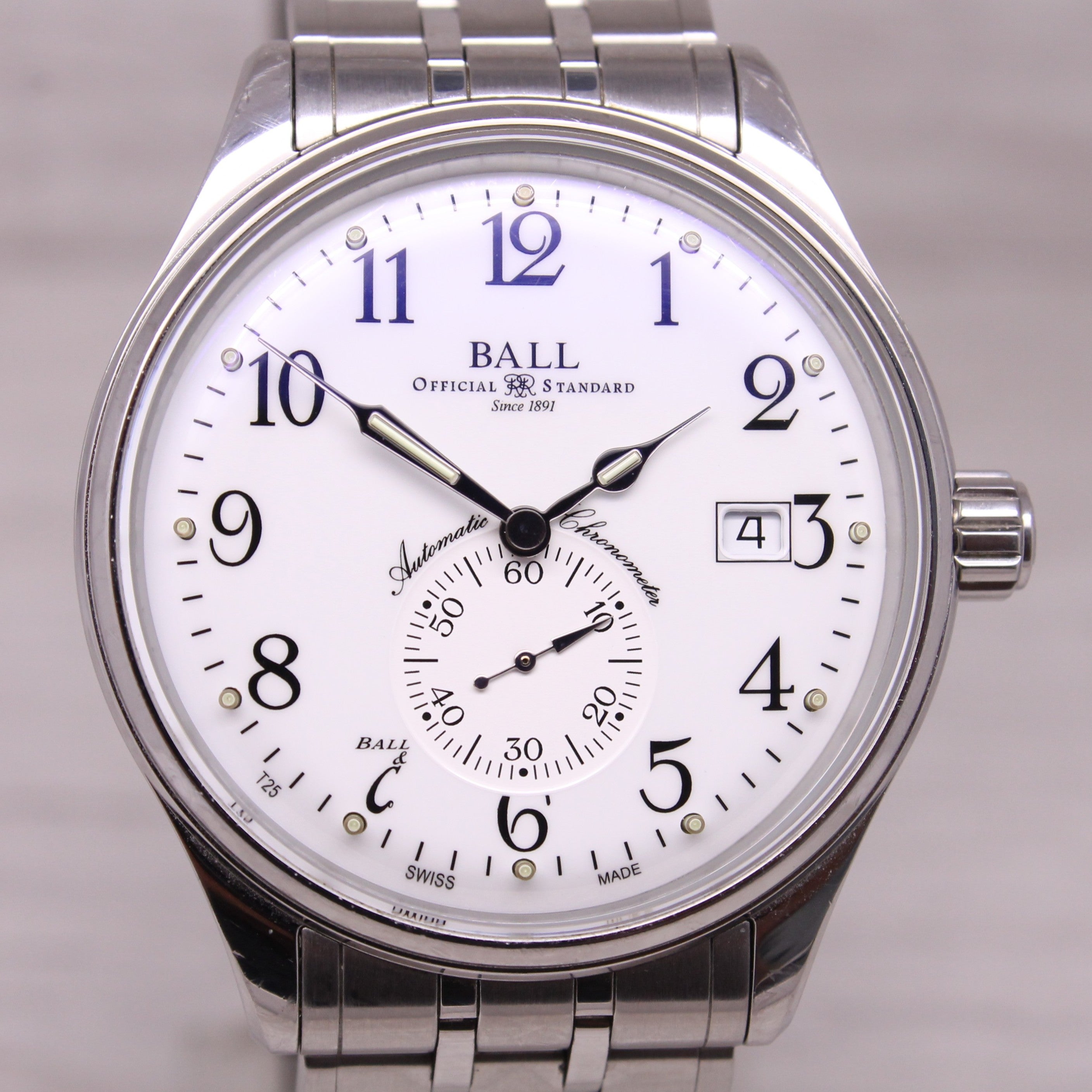 Ball Trainmaster 40mm Steel Automatic Watch Swiss Date NM3888D w/ Box Tag & More