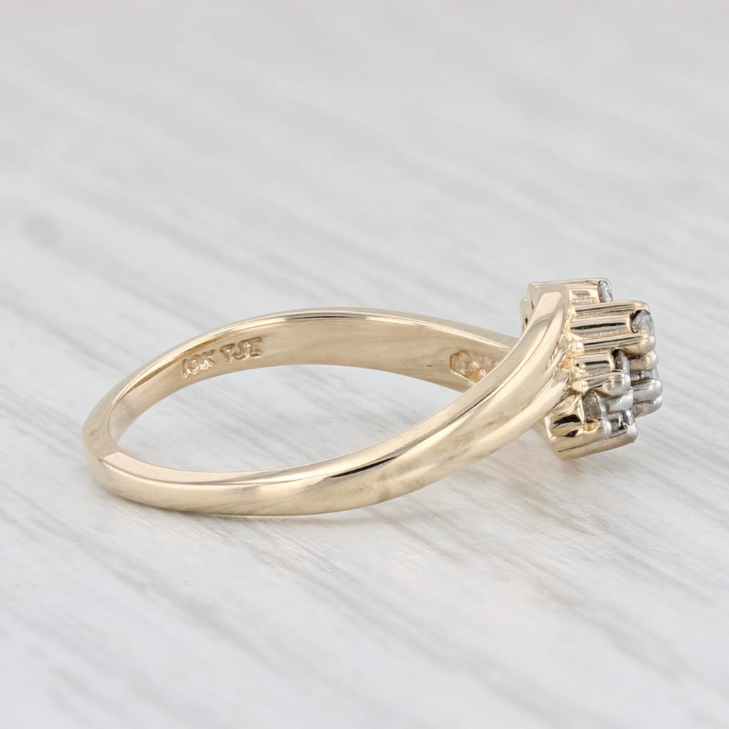 Light Gray 0.15ctw Diamond Cluster Bypass Ring 10k Yellow Gold Size 6.25