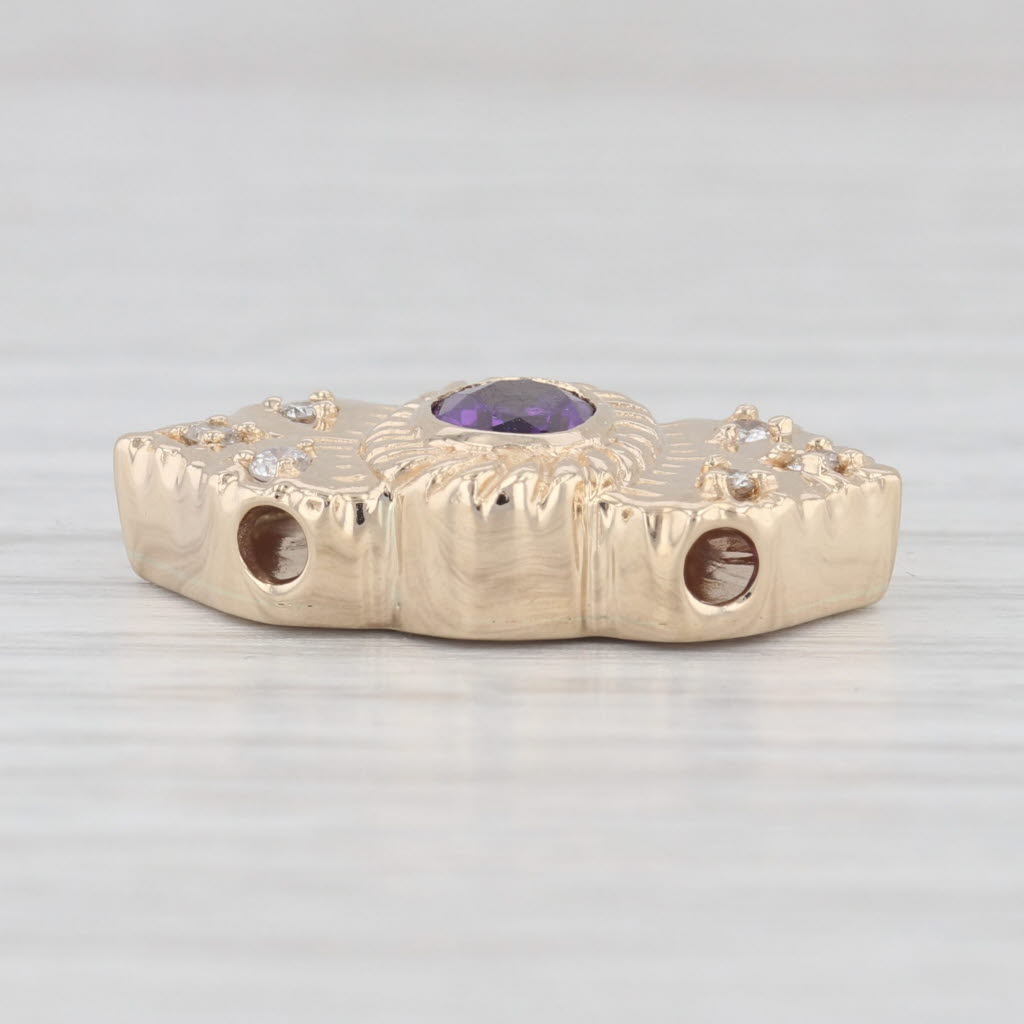 Light Gray Richard Klein 0.80ctw Amethyst Diamond Slide Bracelet Charm 14k Gold Vintage