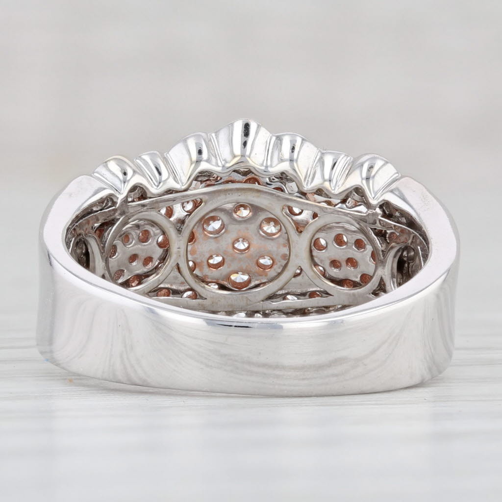 Light Gray New 0.80ctw Diamond Ring 14k Rose White Gold Size 7 Cluster