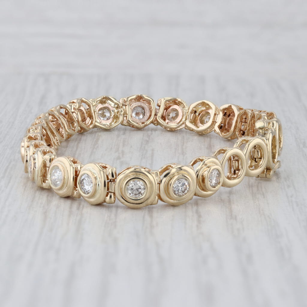 3.30ctw Diamond Tennis Bracelet 14k Yellow Gold 6.75" 7.3mm