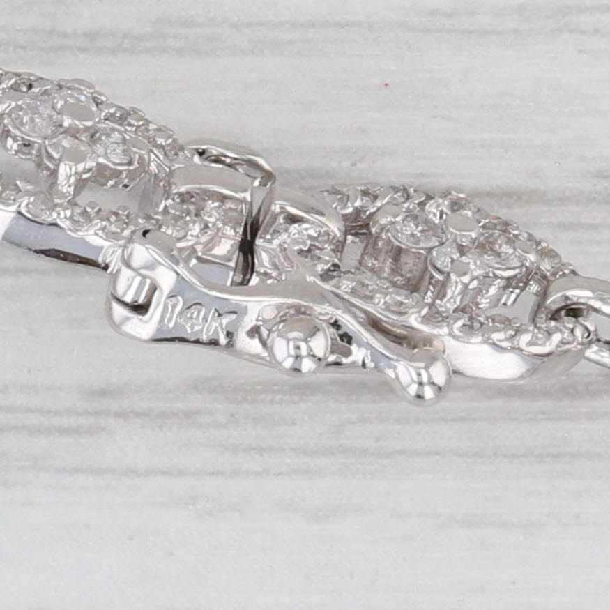 2.20ctw Diamond Oval Flower Link Bracelet 14k White Gold 7.25" 7.4mm