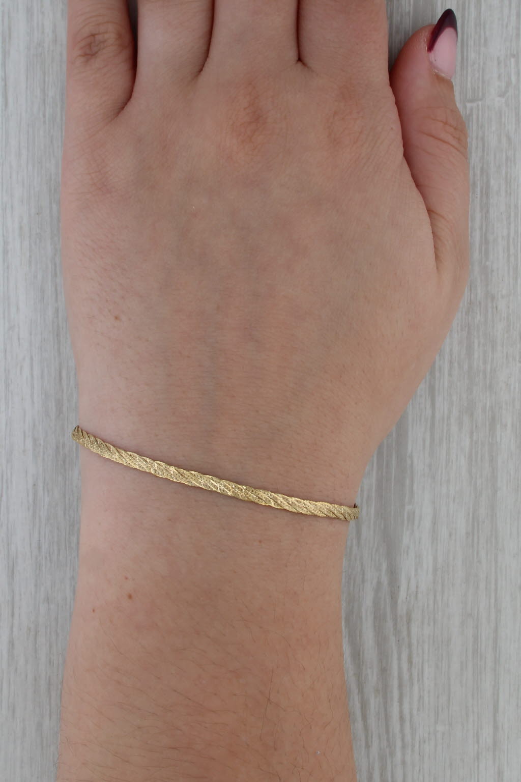 6.75" Woven Herringbone Chain Bracelet 14k Yellow Gold 2.8mm