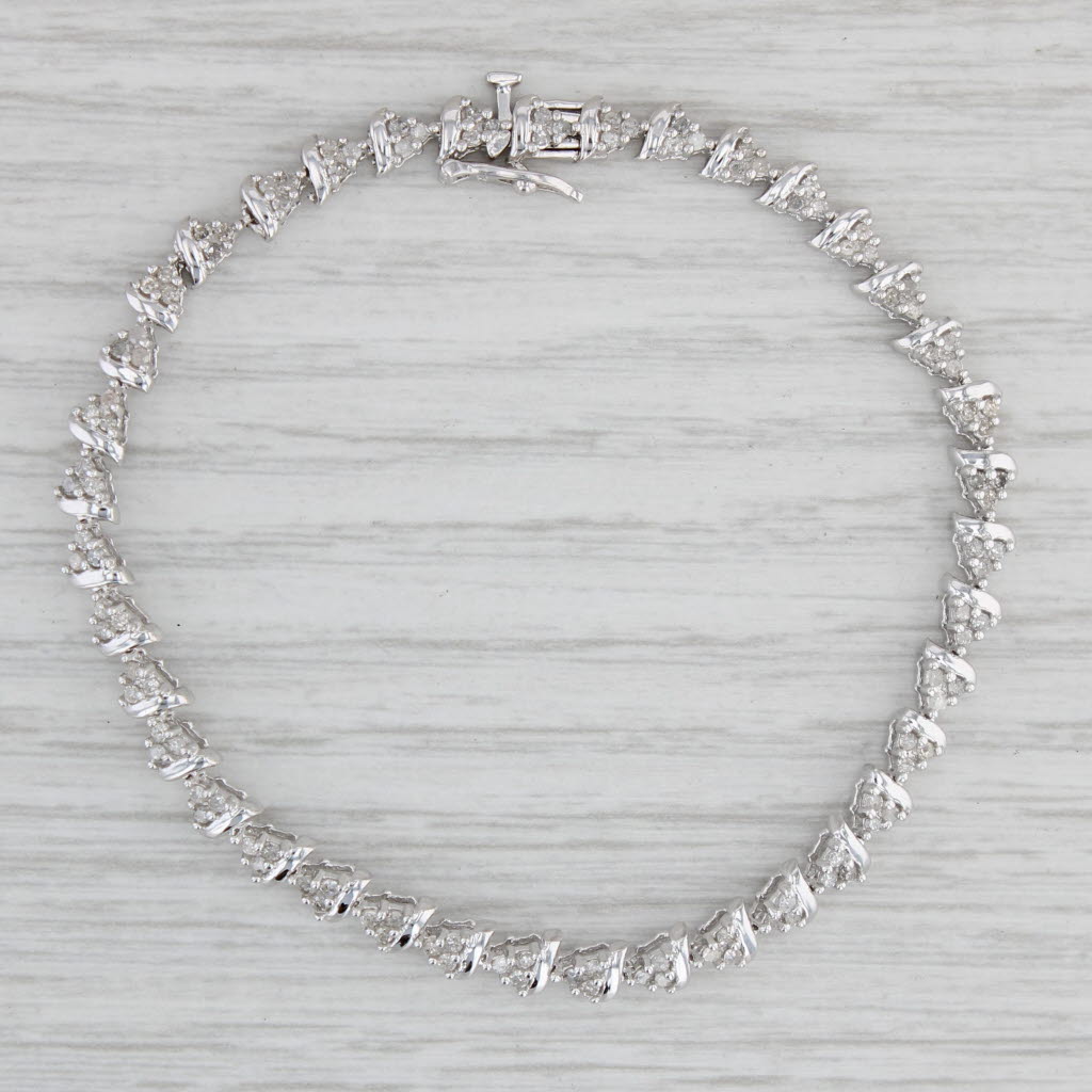 Gray 0.60ctw Diamond Tennis Bracelet 10k White Gold 7" 4.6mm
