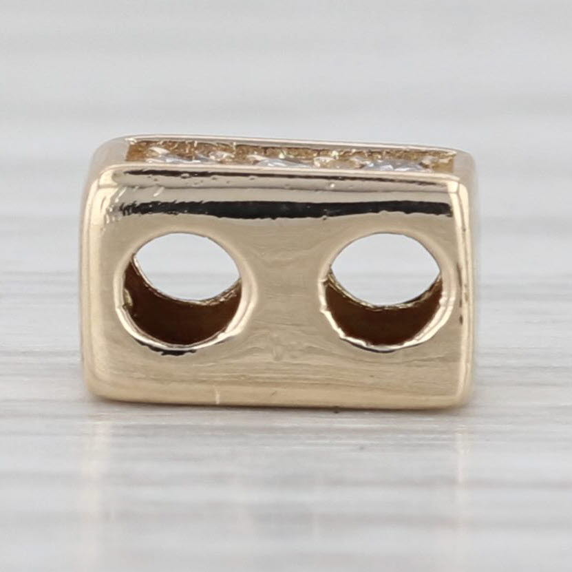 Vintage Joshua Diamond Small Spacer Slide Bracelet Charm 14k Yellow Gold