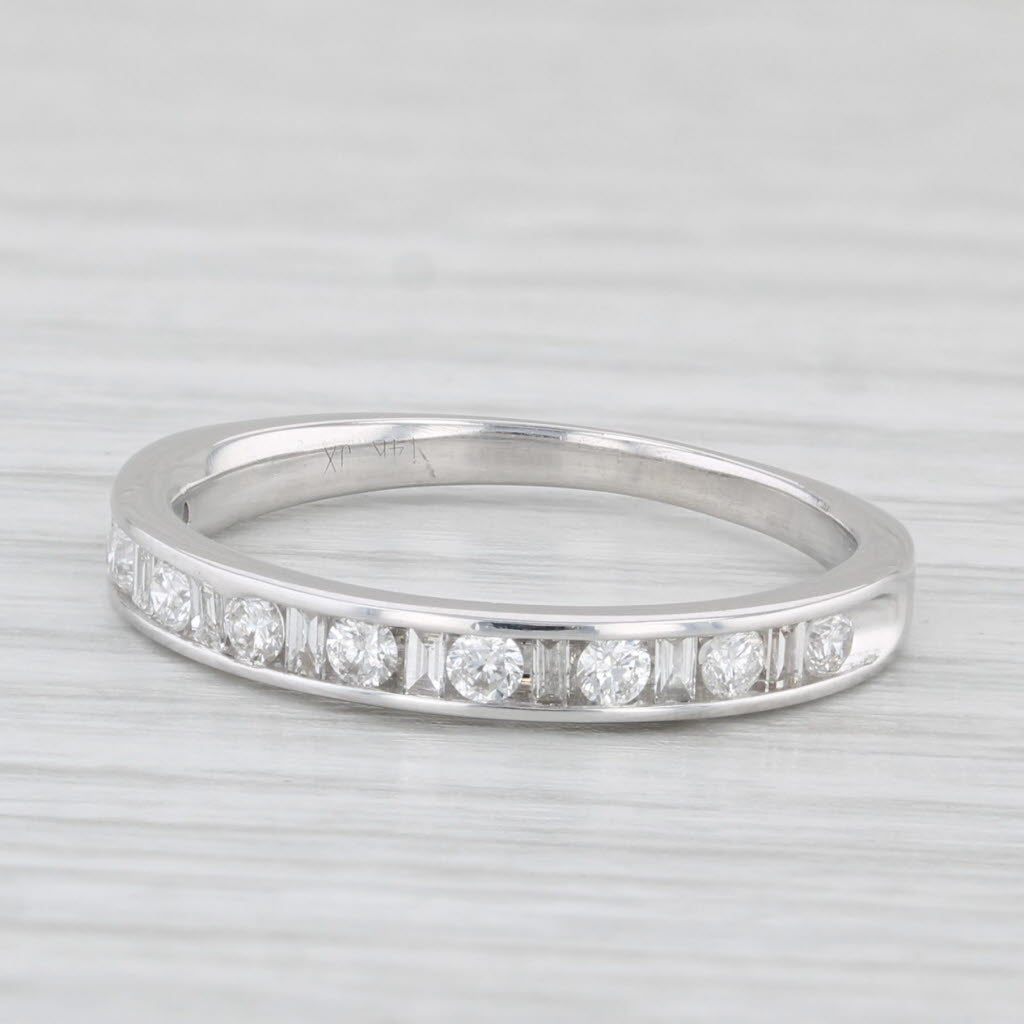 Light Gray 0.36ctw Diamond Wedding Band 14k White Gold Size 5.25 Stackable Anniversary Ring