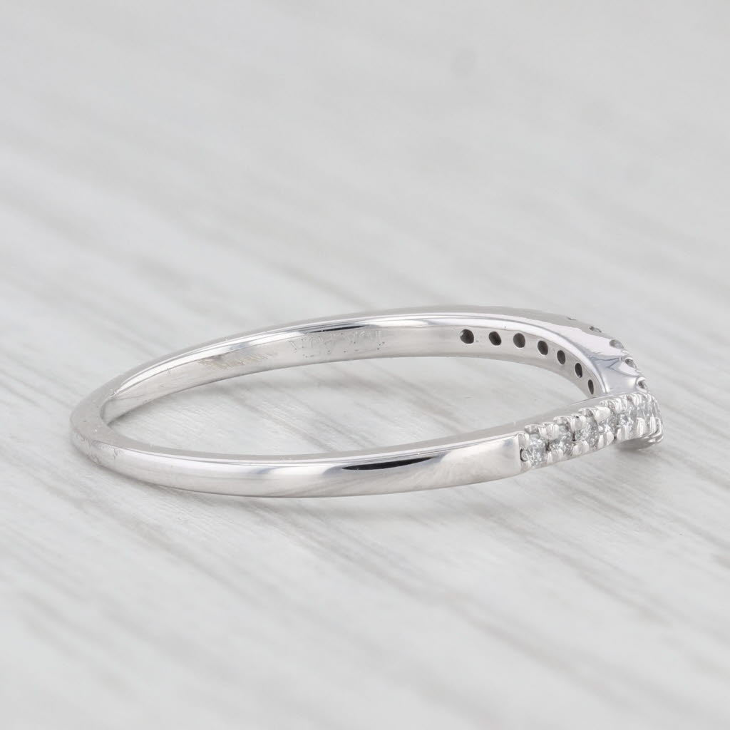 Light Gray 0.15ctw Diamond Contoured Ring Guard Stackable Wedding Band Sz 8 10k White Gold