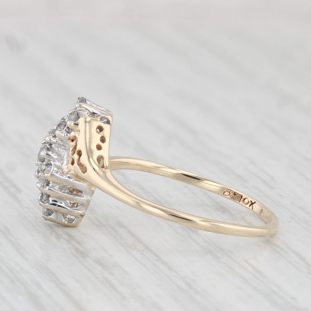 Light Gray 0.26ctw Diamond Cluster Ring 10k Yellow Gold Size 6.5 Bypass