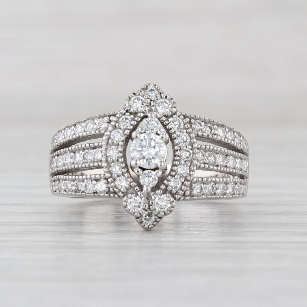 1ctw Diamond 14k White Gold Size 7.5 Cocktail