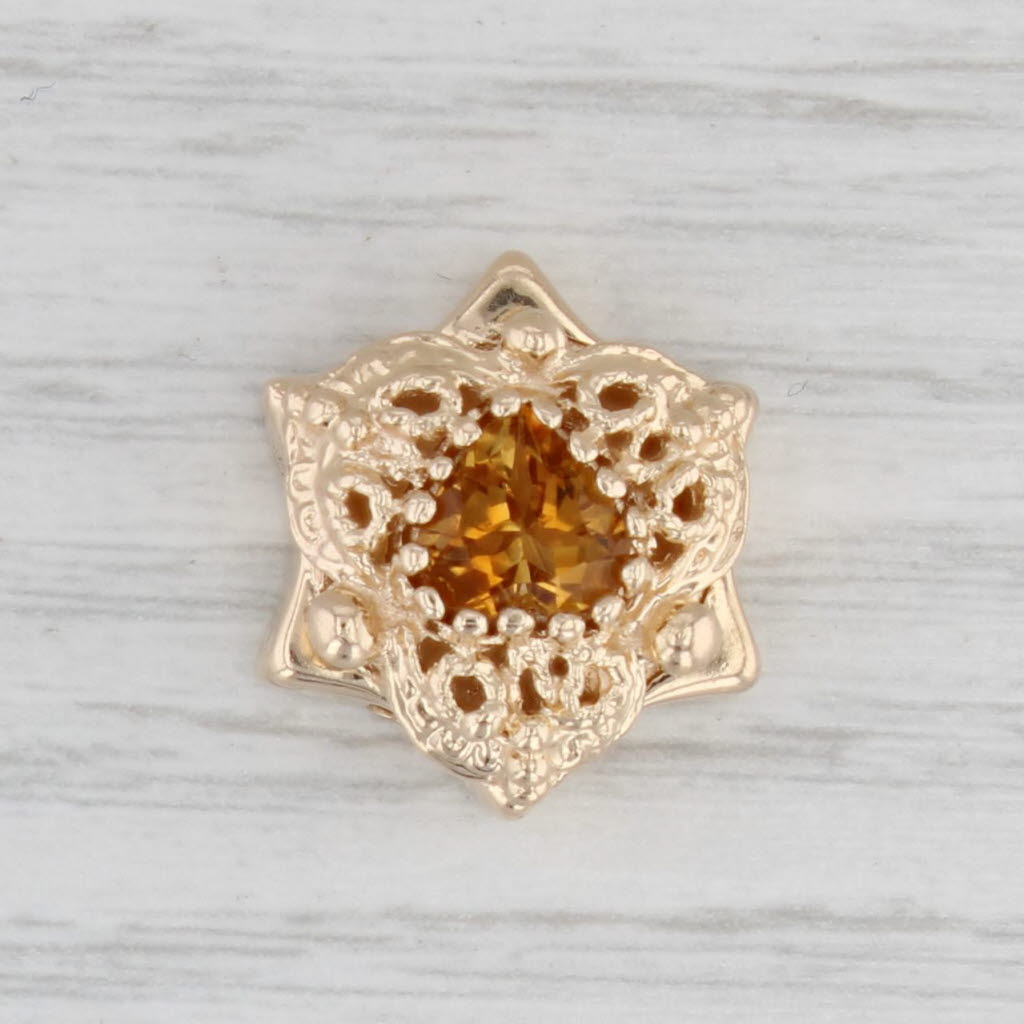 Light Gray 1ct Orange Citrine Heart Star Slide Bracelet Charm 14k Yellow Gold Vintage