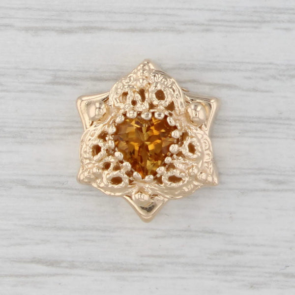 1ct Orange Citrine Heart Star Slide Bracelet Charm 14k Yellow Gold Vintage