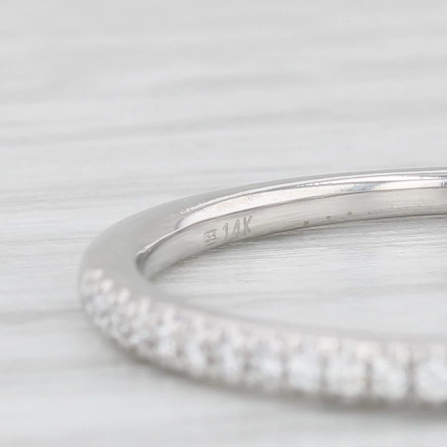 Light Gray 0.12ctw Diamond Wedding Band 14k White Gold Stackable Ring Size 8.25