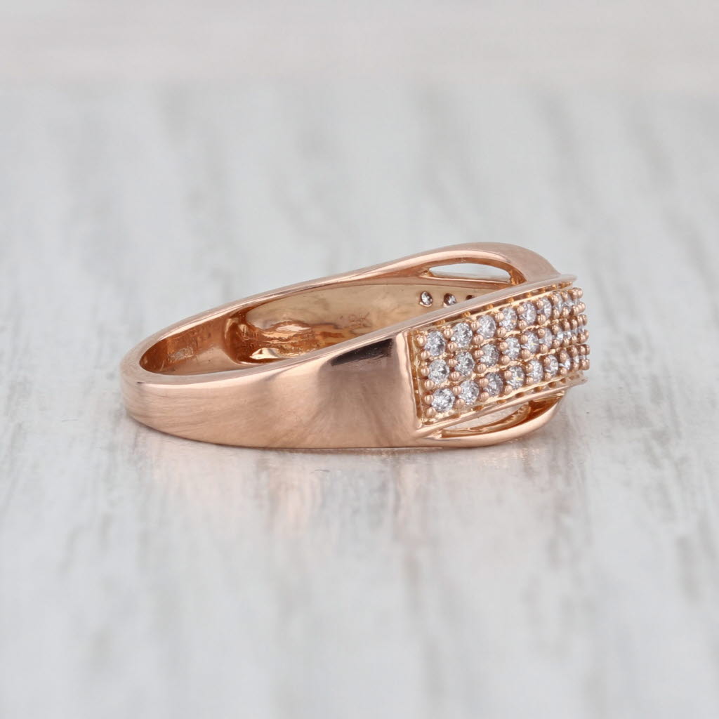 0.33ctw Pave Diamond Overlay Bypass Ring 18k Rose Gold Wedding Anniversary Band