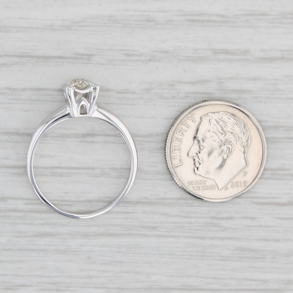 Light Gray 0.34ct Vintage Diamond Solitaire Engagement Ring 14k White Gold Size 6.5