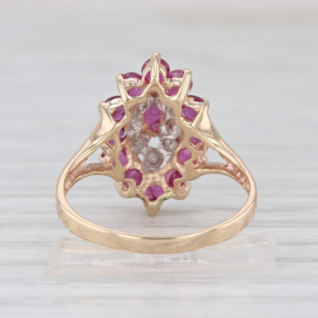 1.18ctw Ruby Diamond Halo Ring 10k Yellow Gold Size 6.25