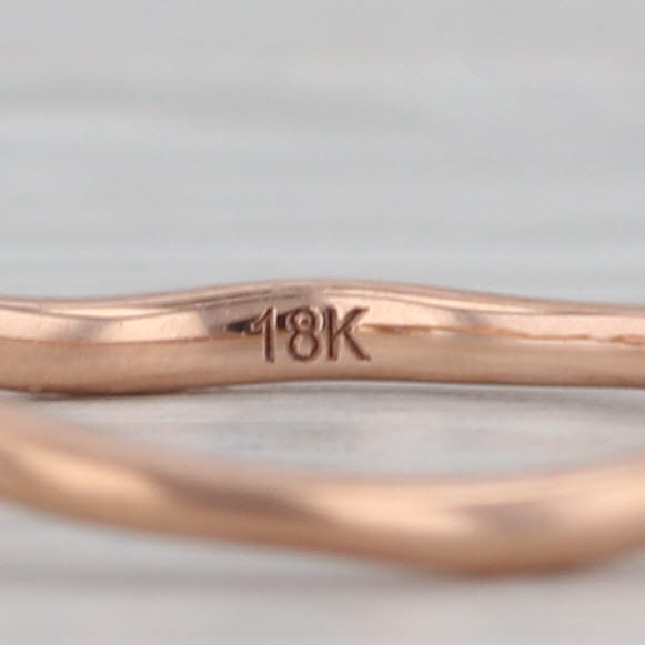 Green Sapphire Ring 18k Rose Gold Size 6.5 Stackable Contoured Wedding Band