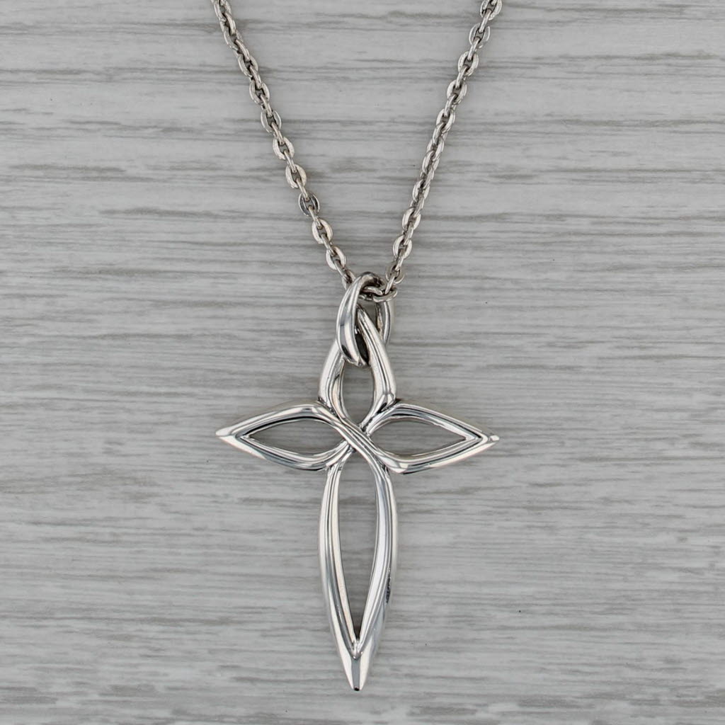 Ann King Arabesque Cross Pendant Necklace Sterling Silver 19.5" Cable Chain