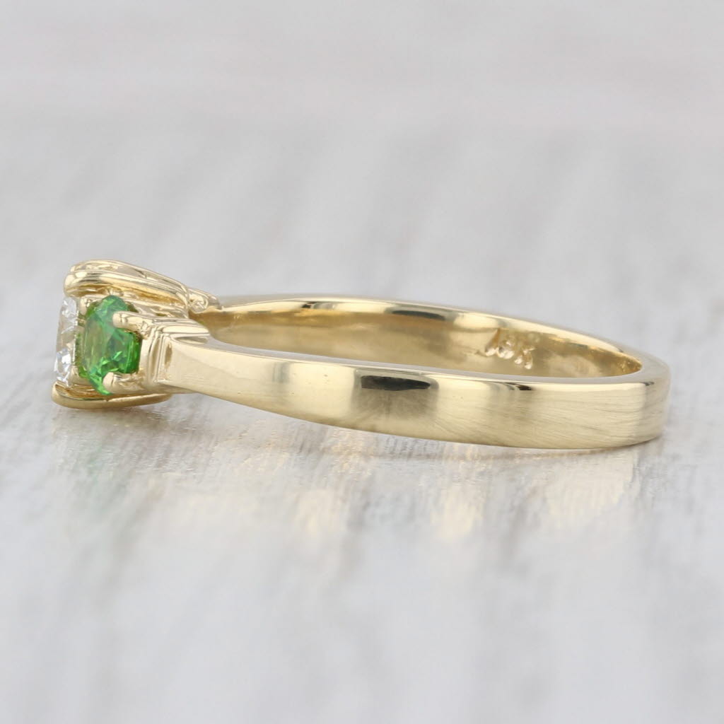 1.17ctw Diamond Green Demantoid Garnet 3-Stone Engagement Ring 18k Gold Sz 7.75