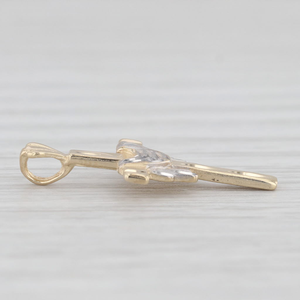 Light Gray Robed Cross Pendant 14k White Yellow Gold Religious Jewelry