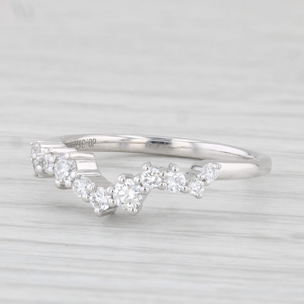 Light Gray New Lab Created Diamond Ring Guard 14k White Gold Sz 6.25 Contoured Wedding Band