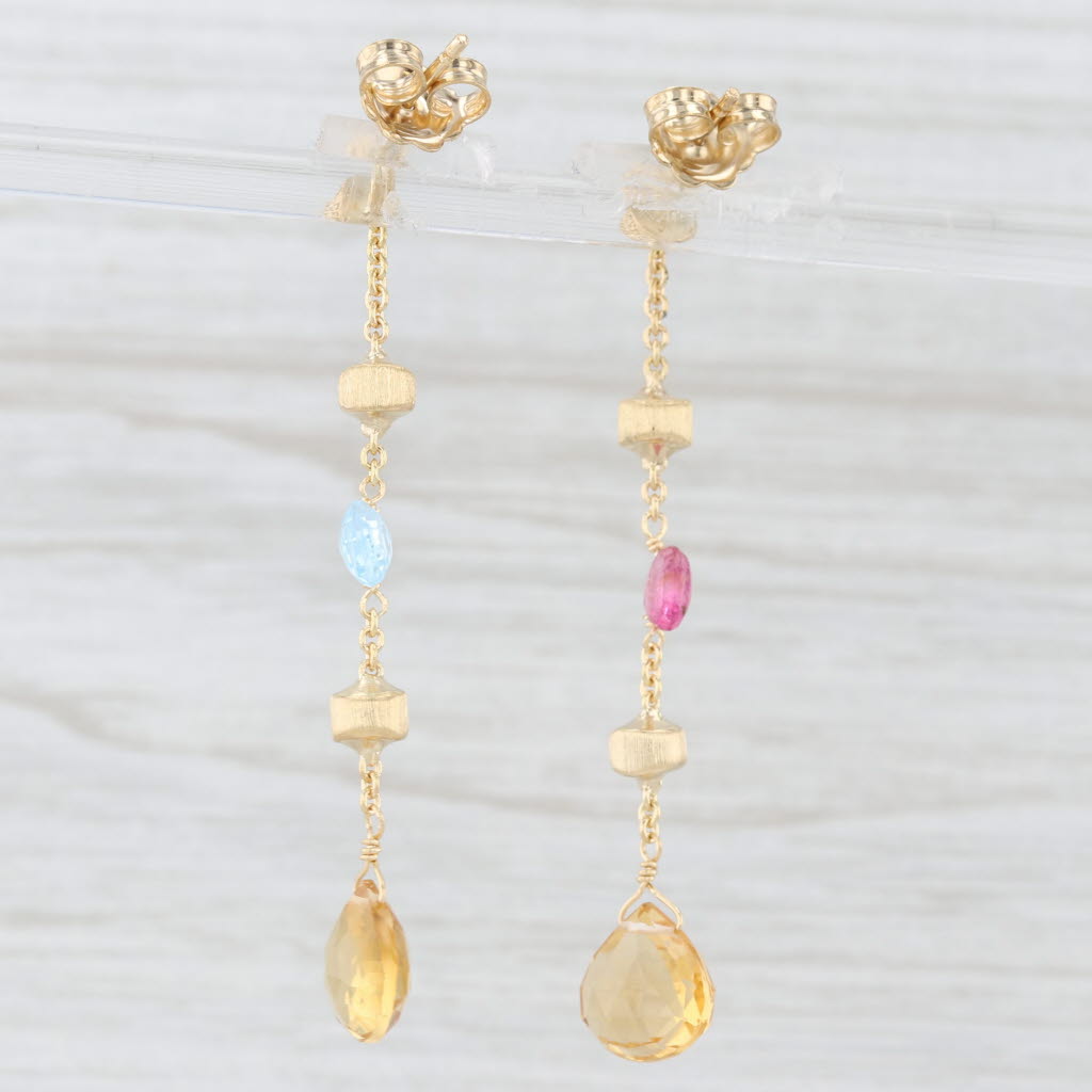 Light Gray Marco Bicego Paradise Dangle Briolette Earrings 18k Yellow Gold