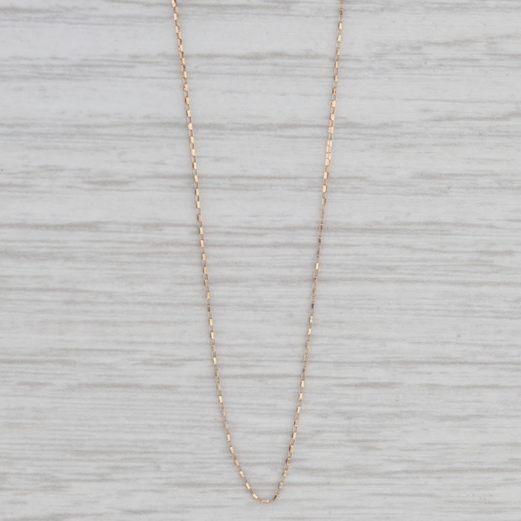 Gray Fine Elongated Box Chain Necklace 10k Yellow Gold 18" 0.7mm