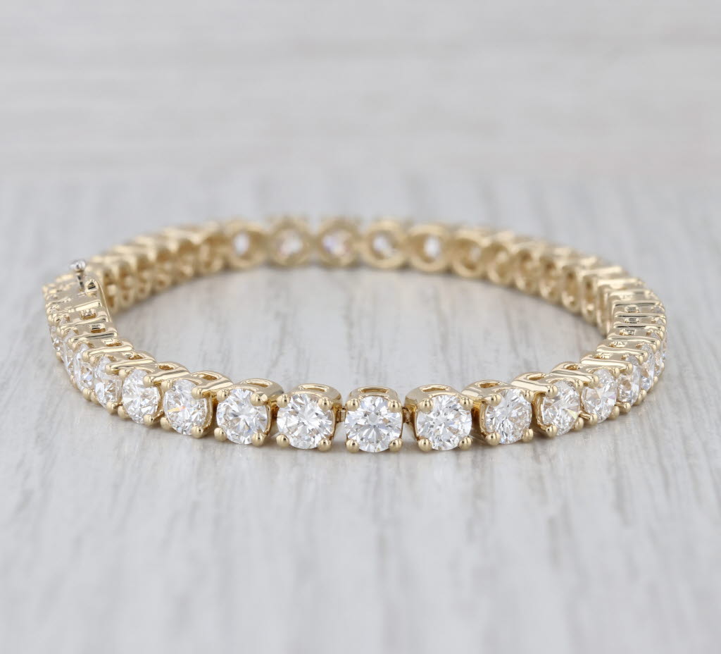 New 11.20ctw Lab Grown Diamond Tennis Bracelet 14k Yellow Gold 7" 4.2mm