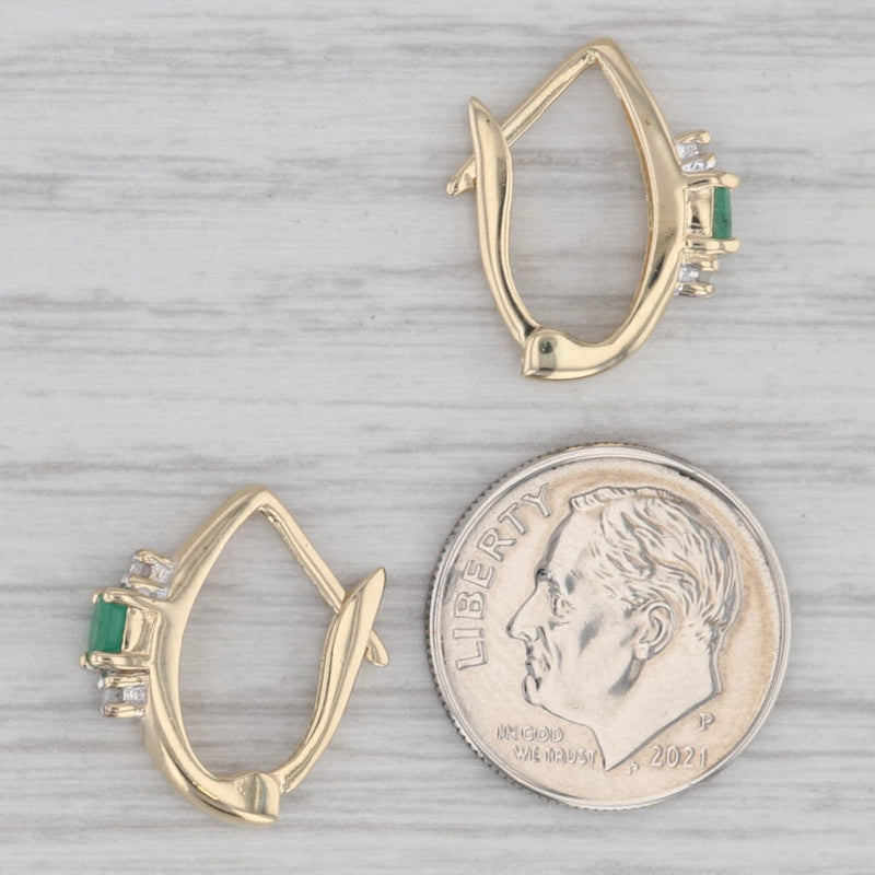 0.34ctw Emerald Diamond Drop Earrings 10k Yellow Gold Lever Backs