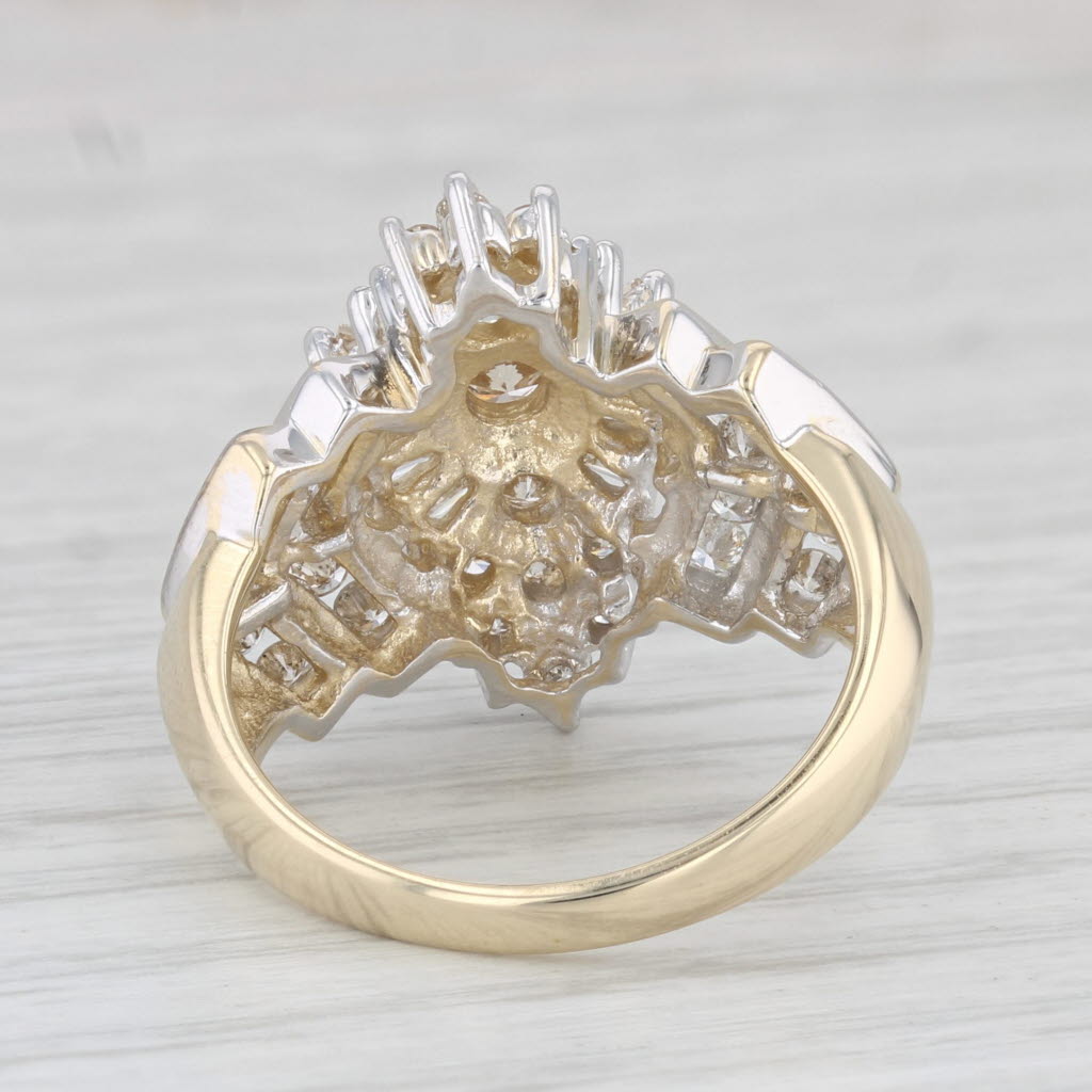 Light Gray 1.20ctw Diamond Cocktail Ring 14k Yellow Gold Size 7.5