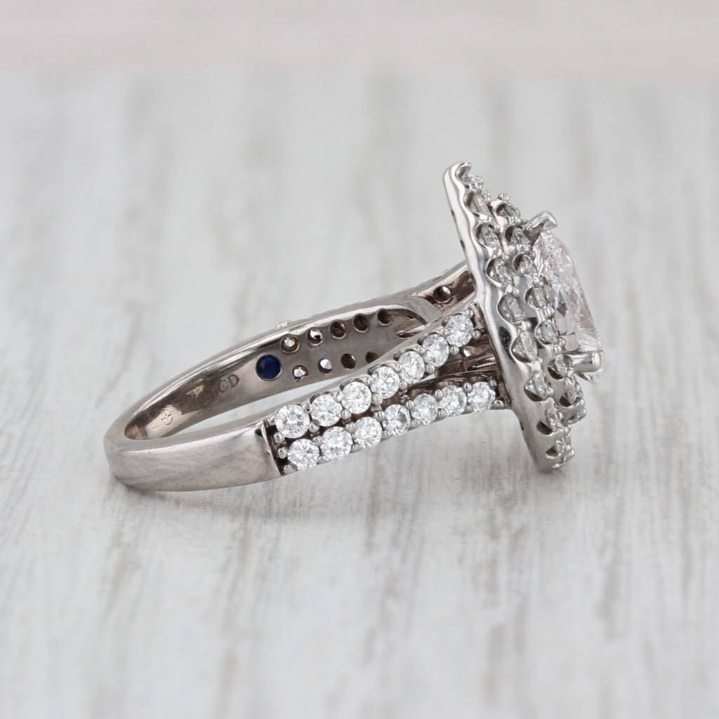 Vera Wang Love 1.96ctw Lab Grown Diamond Pear Halo Engagement Ring 14k Gold GSI