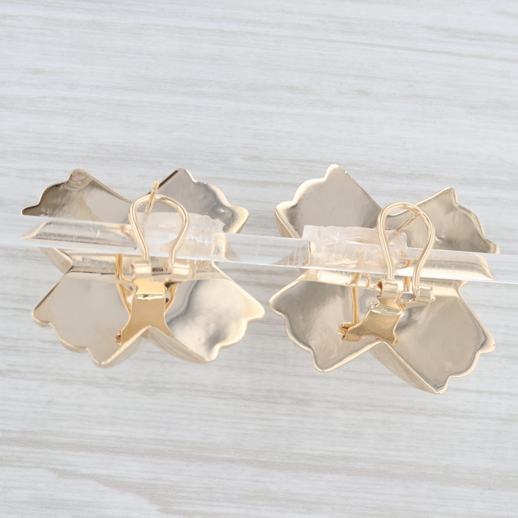 Light Gray Cross Over Knot Statement Earrings 14k Yellow Gold