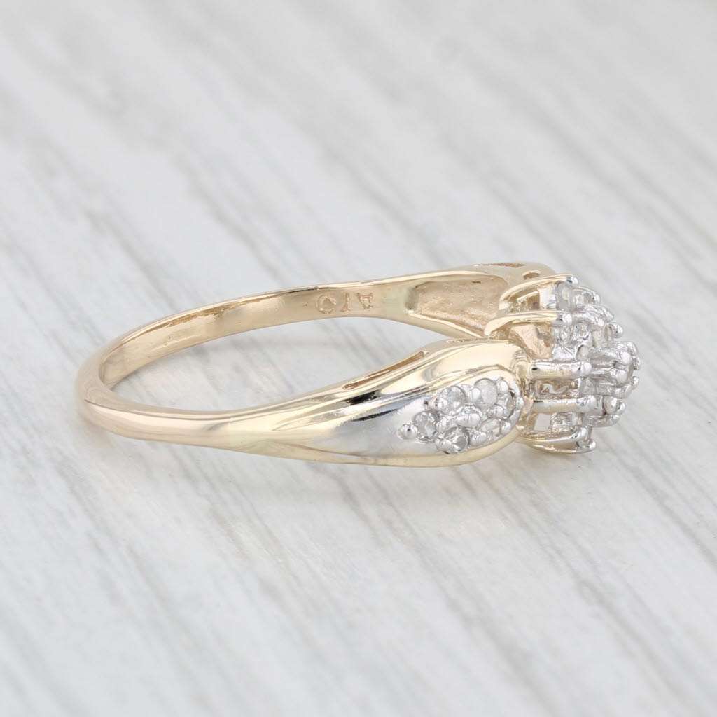 Light Gray 0.18ctw Diamond Cluster Engagement Ring 10k Yellow Gold Size 7.5