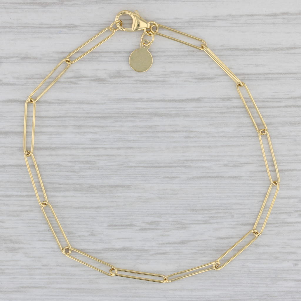 Gray New Petite Paperclip Chain Bracelet 14k Yellow Gold 7" 2.7mm
