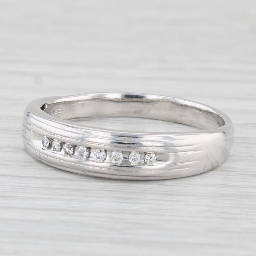 Light Gray Diamond Men's Wedding Band 10k White Gold Size 12.75 Ring