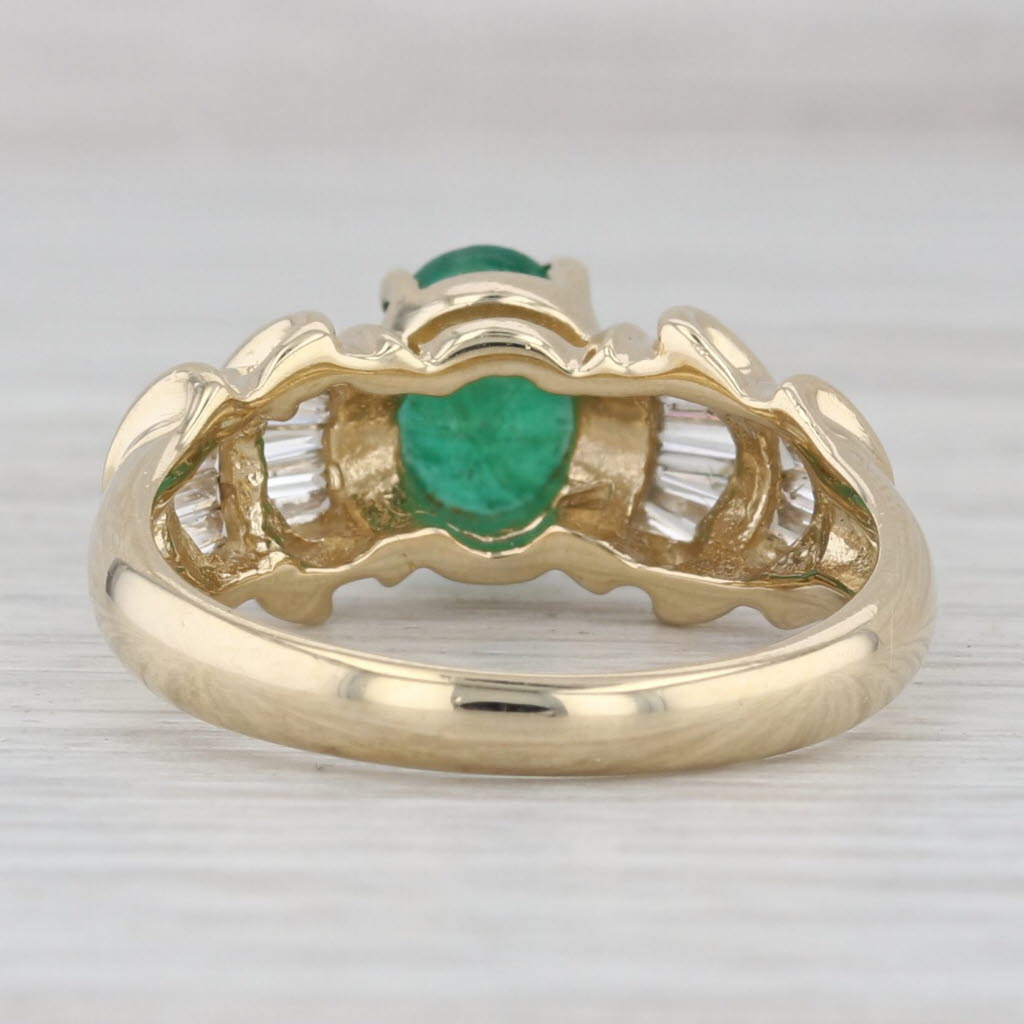 0.96ctw Emerald Diamond Ring 14k Yellow Gold Size 6.75