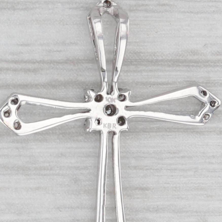 Gray Diamond Accented Tapering Cross Pendant 10k White Gold