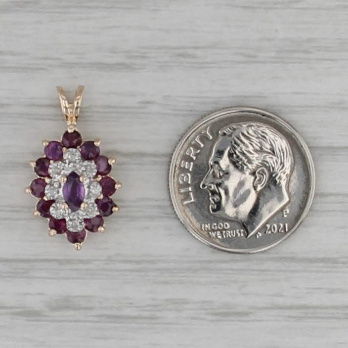 1.03ctw Purple Sapphire Diamond Pendant 10k Yellow Gold Small Drop