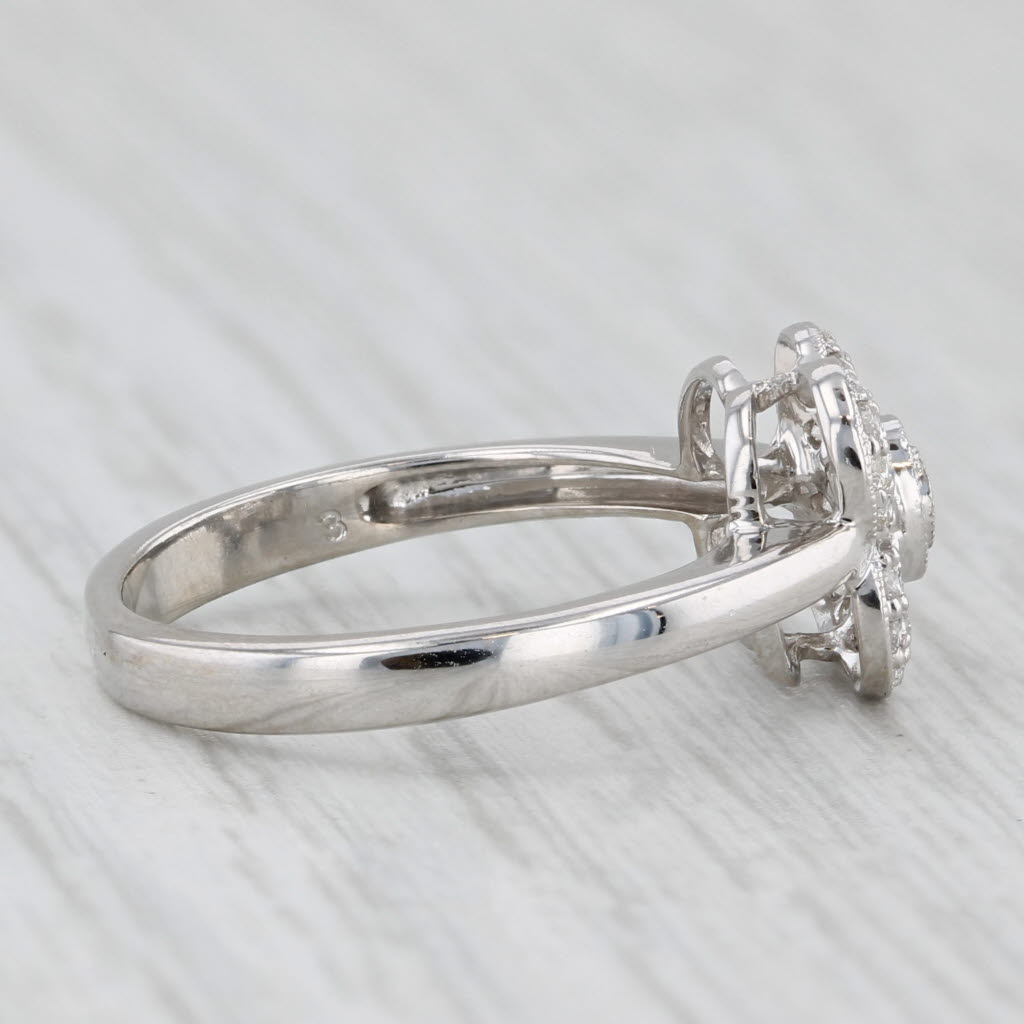 Light Gray 0.12ctw Diamond Flower Ring 14k White Gold Size 5.5