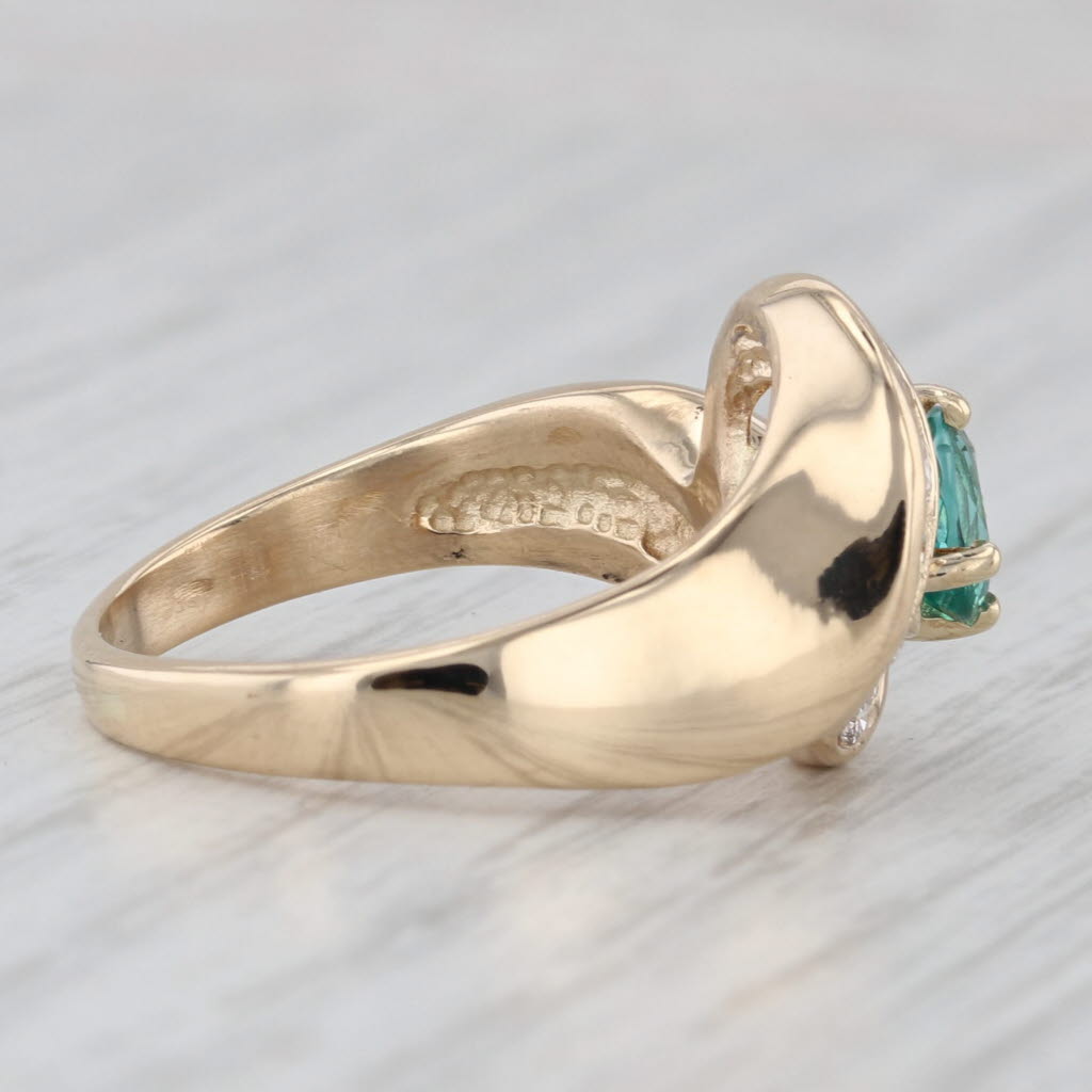 Green Beryl 0.40ctw Diamond Bypass Ring 14k Yellow Gold Size 7.5