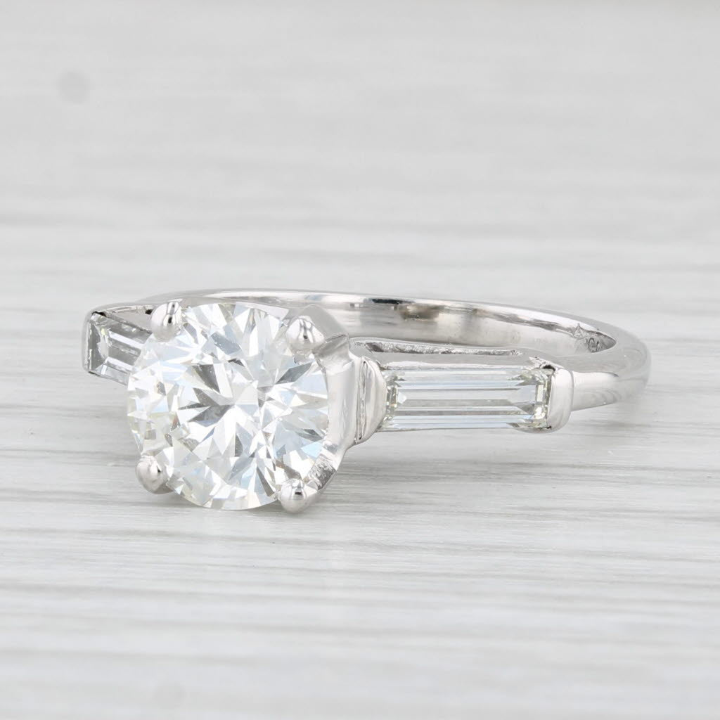 Light Gray Vintage 2.15ctw Round Diamond Engagement Ring Platinum Size 6 GIA