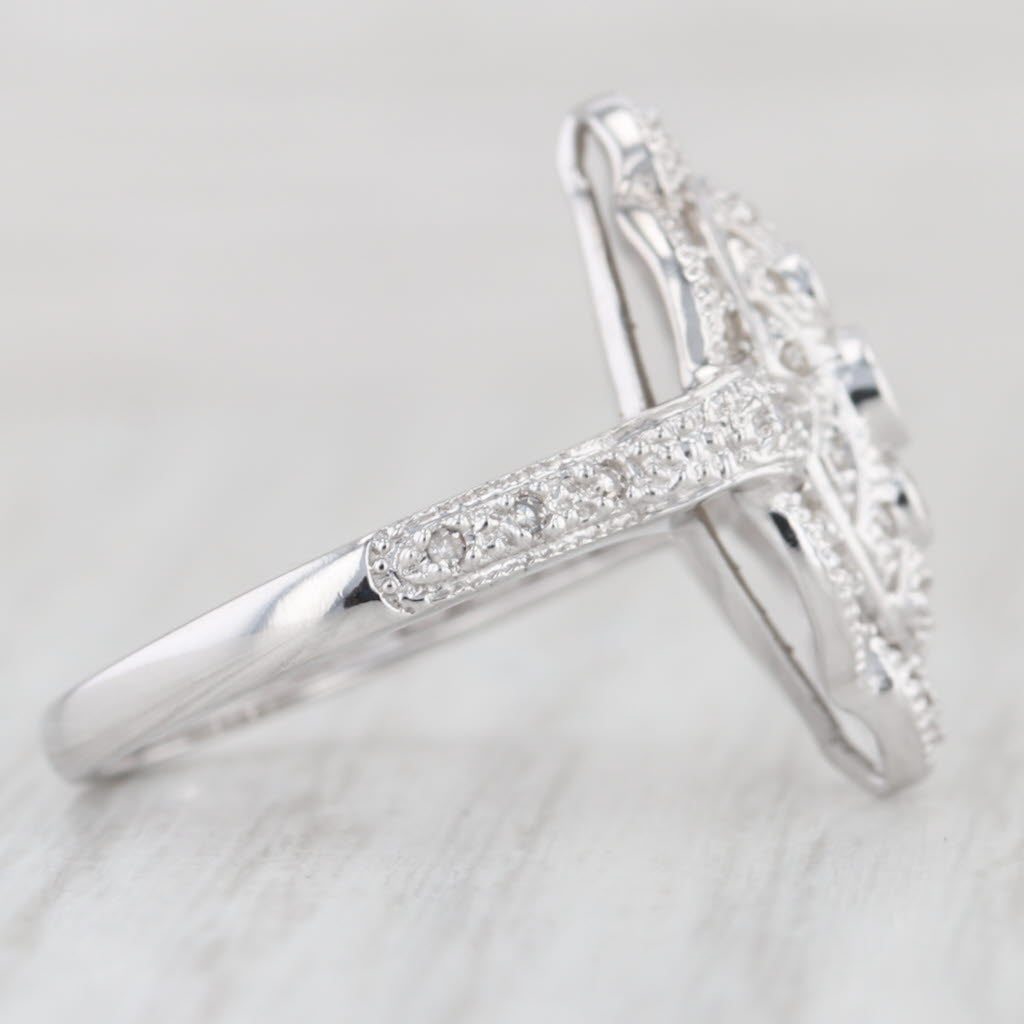 Vintage 0.27ctw Diamond Cluster Ring 14k White Gold Size 7.25