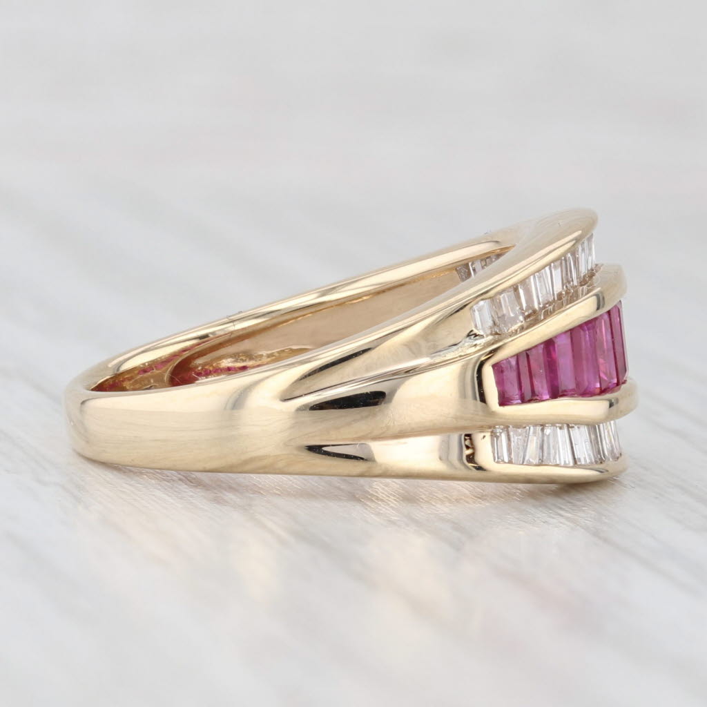 Light Gray 1.75ctw Channel Set Ruby Diamond Ring 14k Yellow Gold Size 7