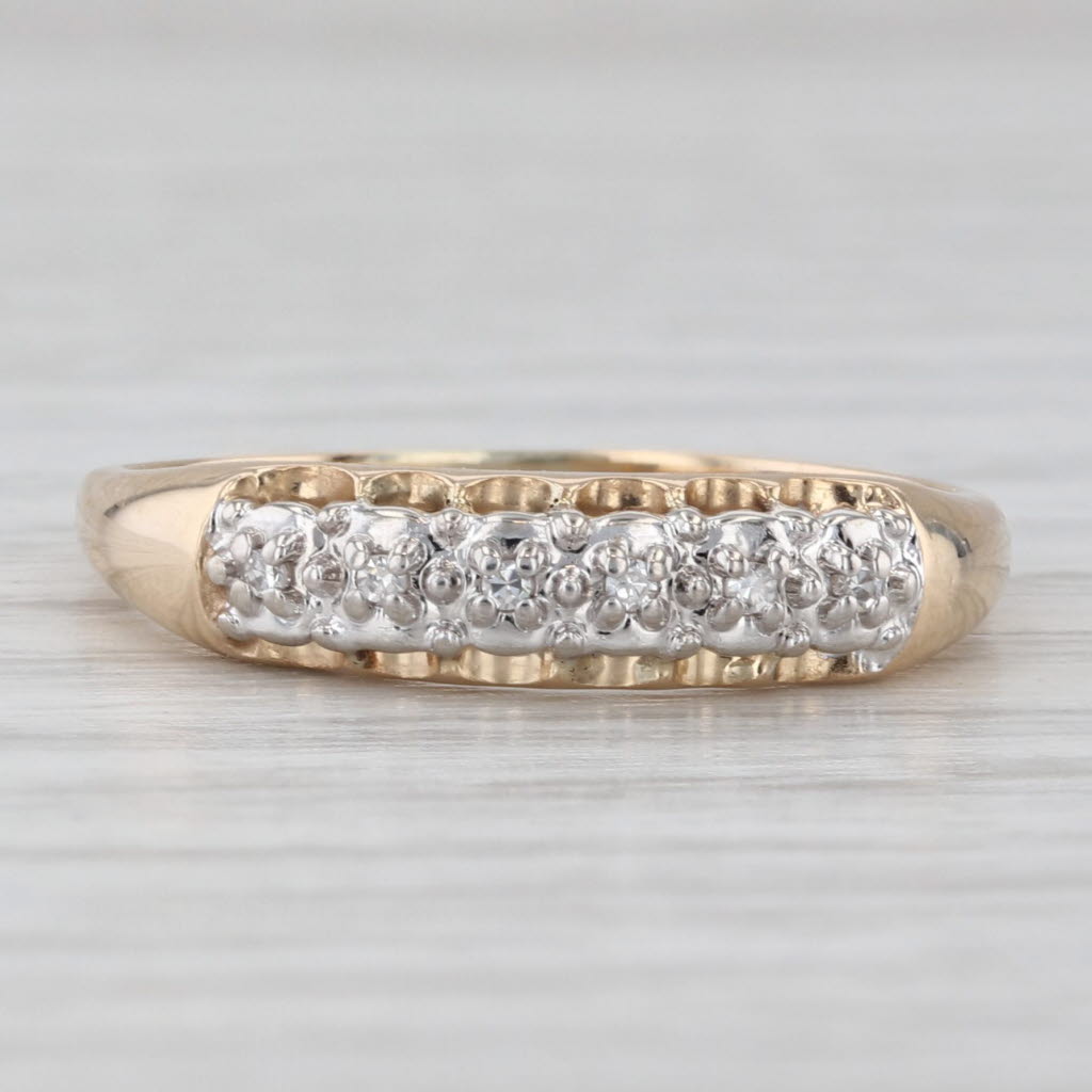 Light Gray Diamond Wedding Band 14k Yellow Gold Size 7.5 Stackable Ring