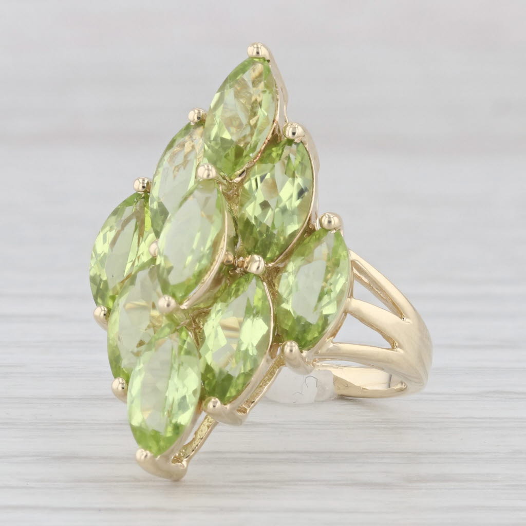 Light Gray 5.75ctw Green Peridot Cluster Cocktail Ring 10k Yellow Gold Size 6.25