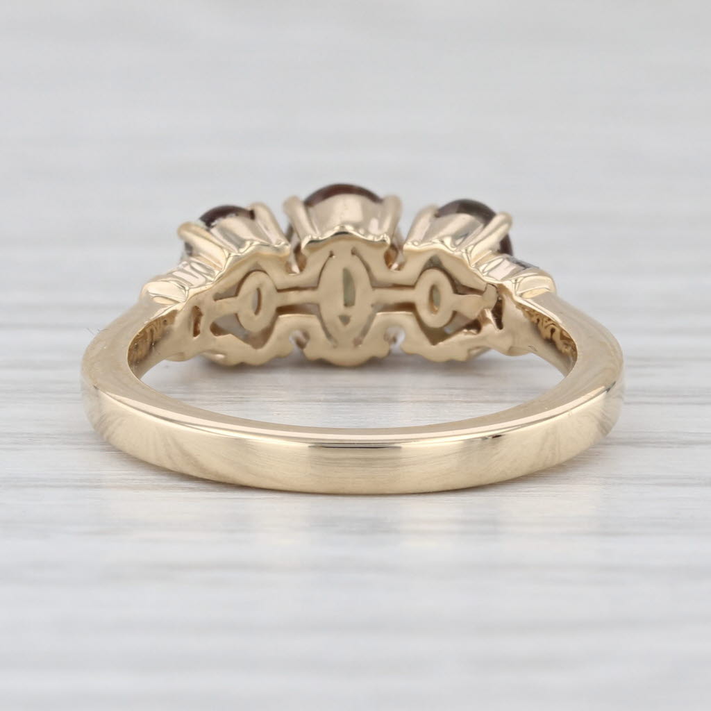 1.60ctw Andalusite Diamond 3-Stone Ring 10k Yellow Gold Size 6.25