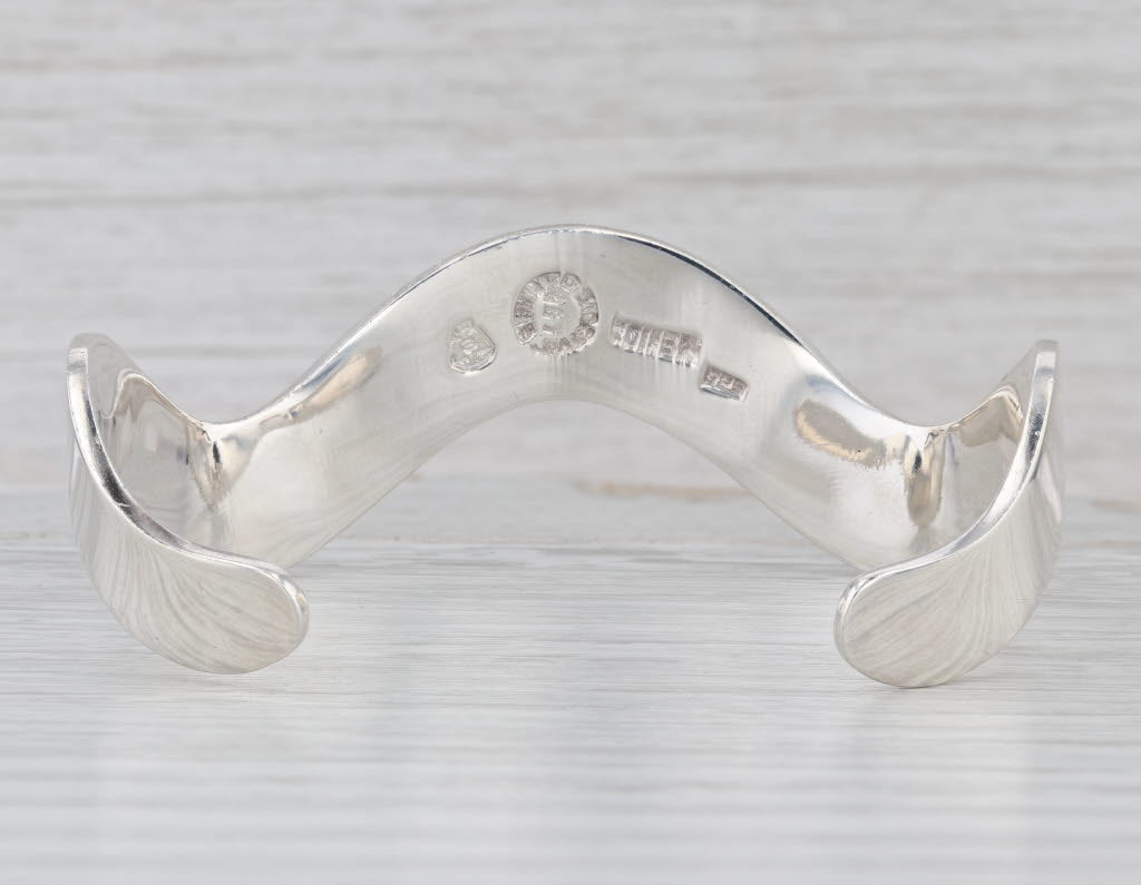 Contoured Wavey Cuff Bracelet Sterling Silver Mexico Statement