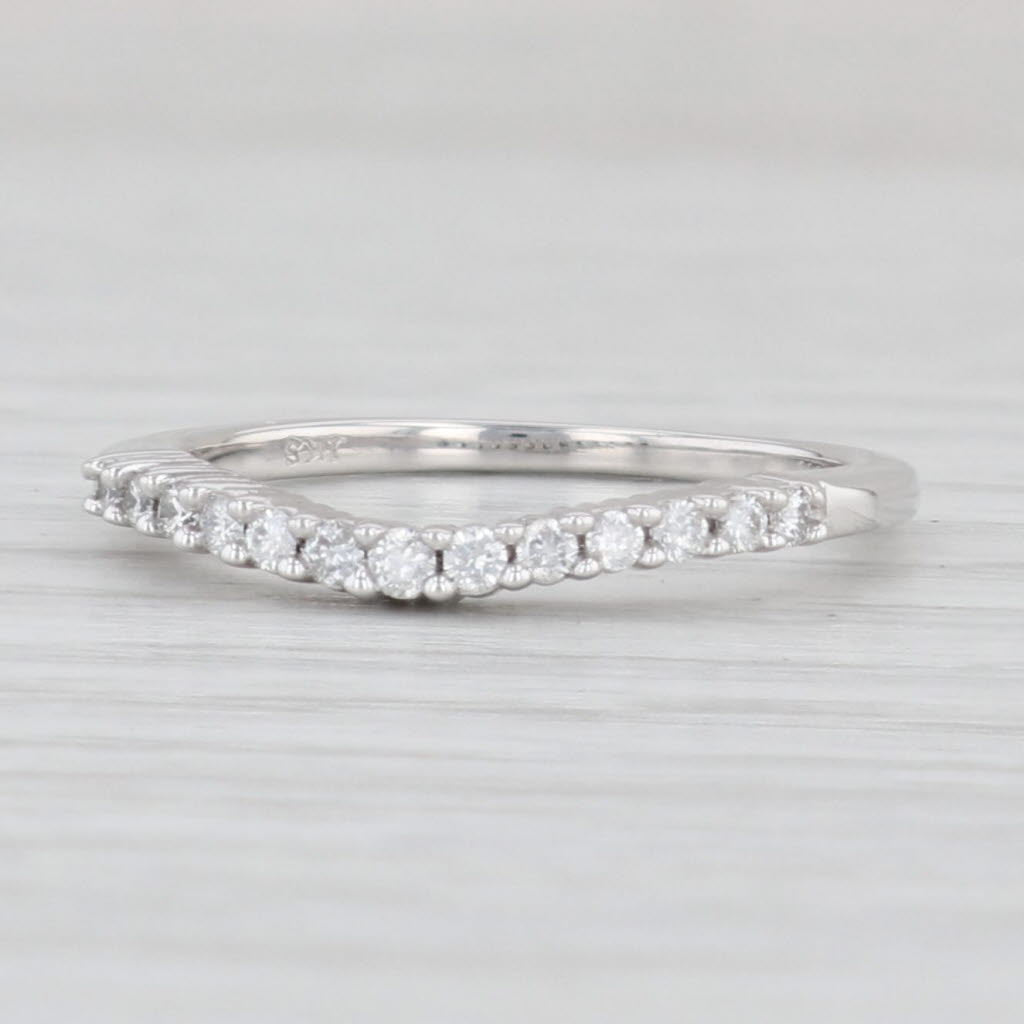 Light Gray Contoured 0.13ctw Diamond Wedding Band 10k Gold Size 5.75 Stackable Anniversary
