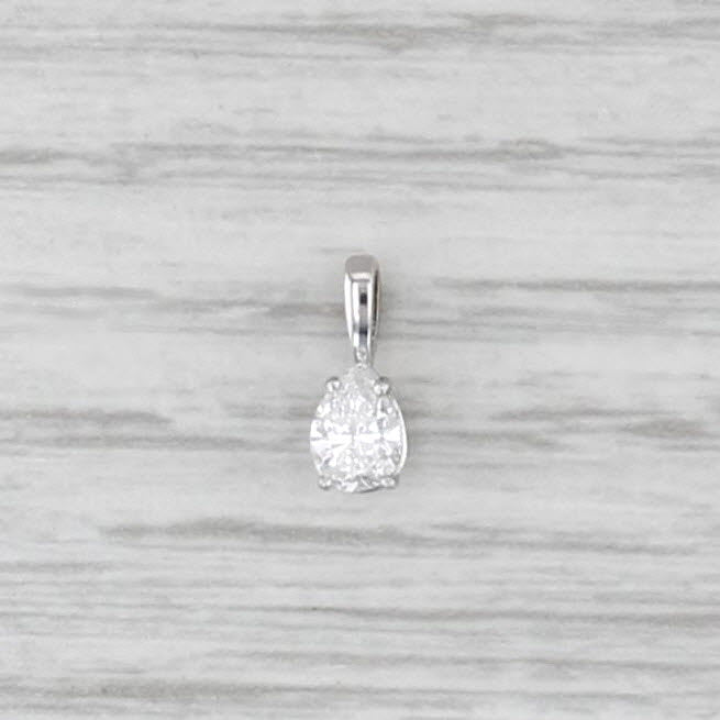 0.37ctw Pear Diamond Pendant 14k White Gold Small Teardrop Solitaire
