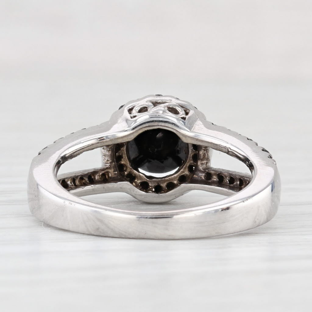 Light Gray Black Cubic Zirconia Halo Ring 10k White Gold Size 5.75 Gothic Engagement